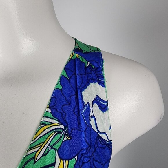 Japna Blue & Green Floral Summer Maxi Dress Size S - Picture 3 of 11